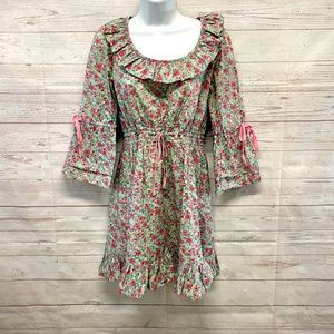 Leur Logette Floral Ruffle Cotton Mini Dress